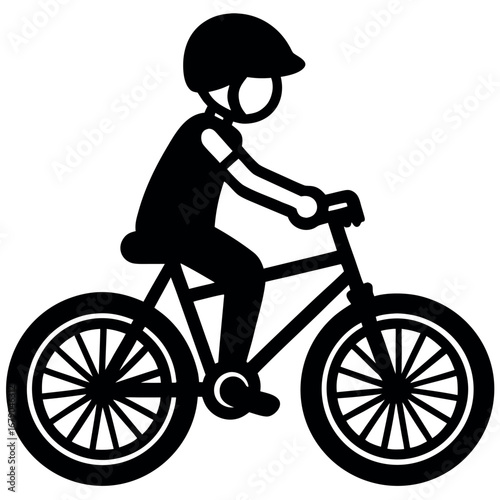 Happy child riding a bicycle in a park vector illustration