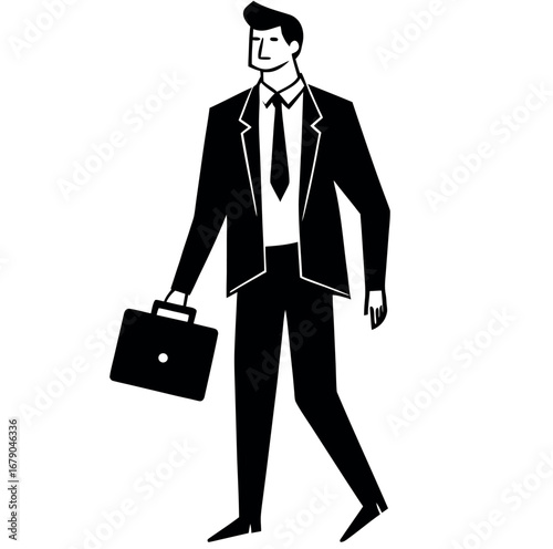Modern businessman with briefcase in flat design style