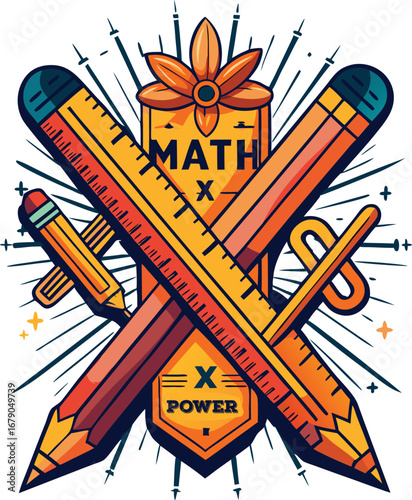 Mathematics Pencil T-Shirt Design, Unique Math T-Shirt for Problem Solvers – Pencil and Equation Graphic on Black Background with Orange Typography
