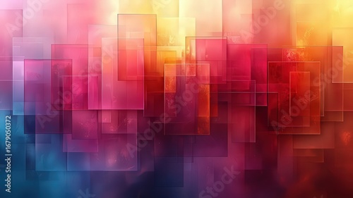 Vibrant abstract background featuring layered translcent shapes in warm and col tones, perfect for moder design projects and creatve applications.