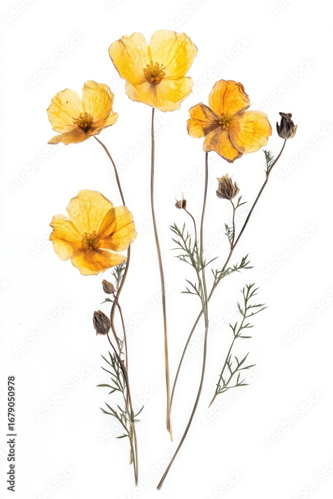 Naklejka premium Buttercups flowers pressed petals.