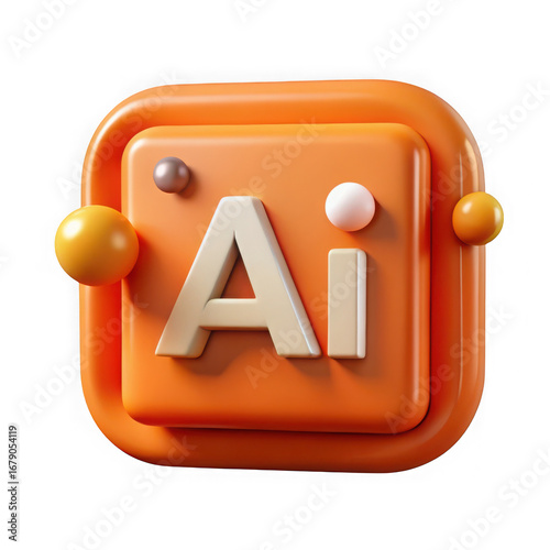 Adobe illustrator ai logo icon 3d render isolated on transparent background