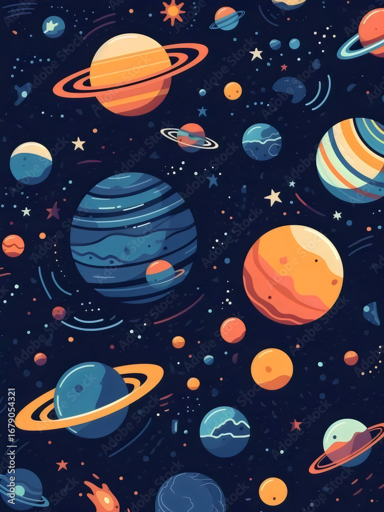 Naklejka premium Bunte Planetenwelt im Weltraum – Abstraktes Wallpaper – Umwelt Hintergrundbild