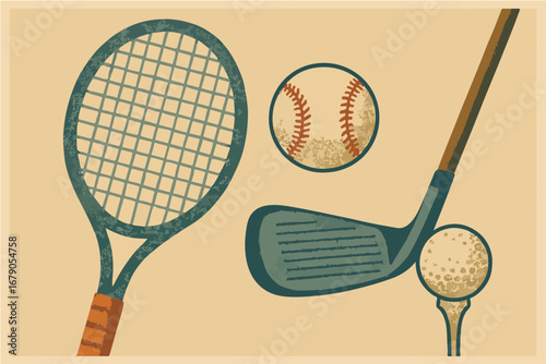 Vintage Sports Gear Set
