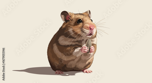 A charming hamster with a sunflower seed, perfect for your designs projects
