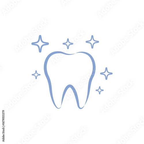 A clean, modern vector illustration of a sparkling tooth, perfect for dentistry icons or logos