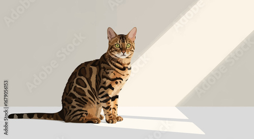 Captivating Bengal Cat Art, Illustrating Elegant Feline Grace and Charm