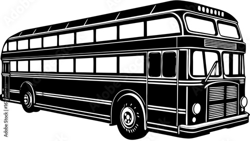 Double-Decker Bus Silhouetted Vector Image