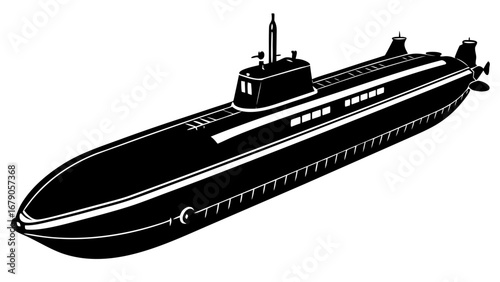 Submarine Silhouetted Vector Image
