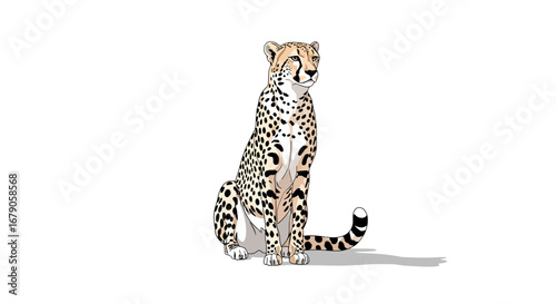 Elegant cheetah illustration showcases detailed feline with a sleek pose
