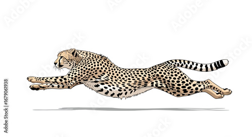 Swift Cheetah Leaping Across the Plains - Illustration of Speed and Agility