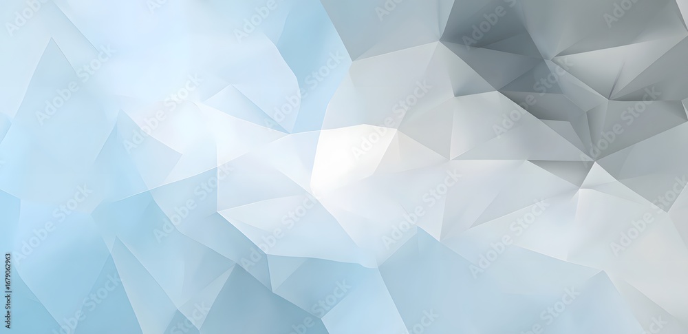 Fototapeta premium Light blue and gray background with low-poly shapes, white background
