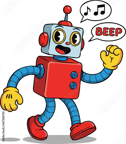 A Happy, Beeping Toy Robot