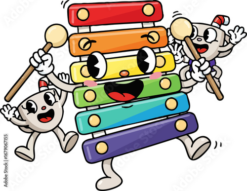 A Happy, Rainbow-Colored Toy Xylophone