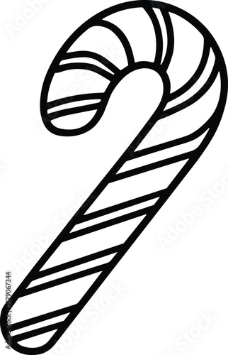 Christmas Line Art Vector of Candy Cane for Holiday Decorations
