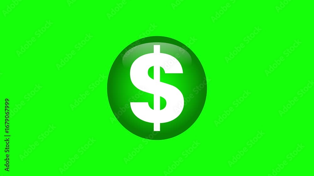 Animated green dollar sign animation on green screen finance business wealth investment concept Animated green dollar sign animation on green screen finance business wealth investment concept