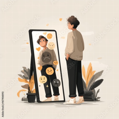 Illustration about psychology concept with emotional skills and empathy
