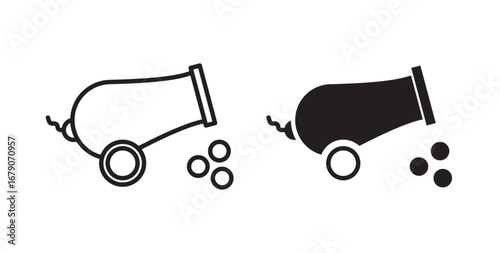 Cannon icon .Vector illustration with stroke and fill on a white background.
