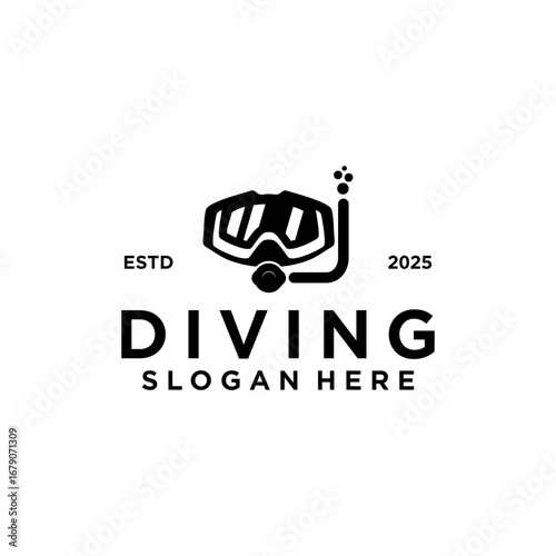 Underwater Travel Snorkeling Scuba Mask Vector Logo Design Illustration simple concept