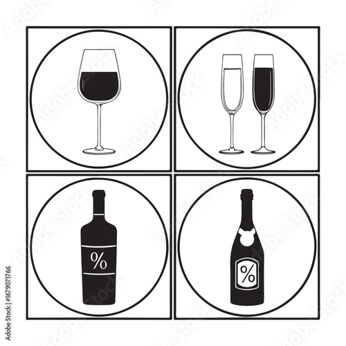 Wine and Champagne Glass Icons