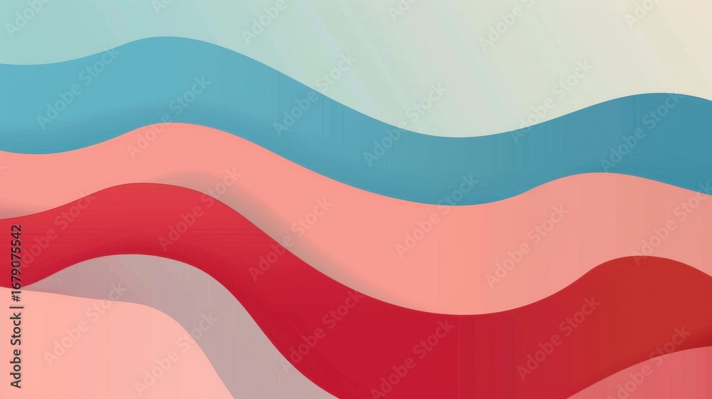 Fototapeta premium Minimalist Vintage Abstract Background: Soft Blue Waves, Smooth Curves & Spare Copy Space