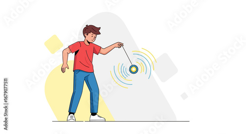 Youngster Joyfully Playing With Yoyo, Capturing The Essence Of Fun And Dexterity