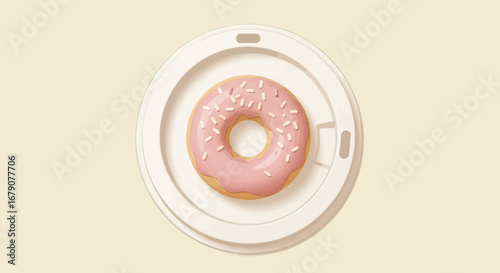 A Delicious Pink Donut Sprinkled With Sugar Placed on a White Plate