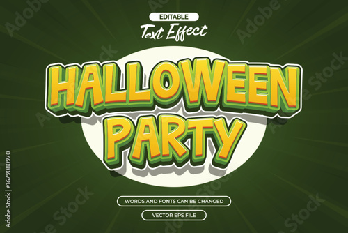 Halloween party editable text effect with cartoon text style