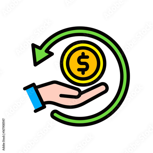 Refund lineal color icon