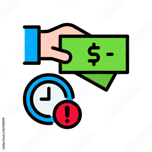 Late Fee lineal color icon