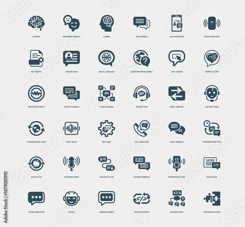 conversational ai design chatbots voice assistants collection icons