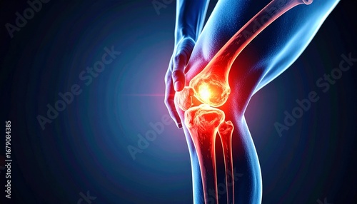 depiction of a knee joint in pain, Generated with AI.