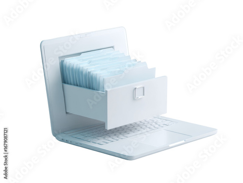 Digital document management system showcasing online data filing and organization concept on a