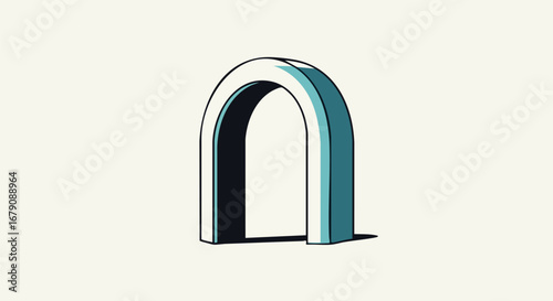 Stylized Archway Illustration with Subtle Color Gradients and Defined Outlines creating a visually engaging composition
