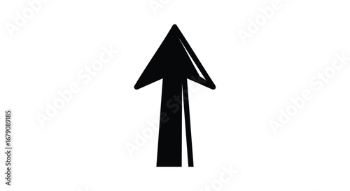 A graphic arrow pointing upwards, symbolizing progress, growth, ascension and positive direction, isolated on a clean white background for clarity