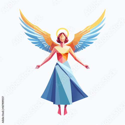 Geometric Angel Low Poly Illustration of a Celestial Being