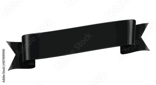 Elegant black ribbon banner with a subtle sheen, perfect for announcements and design accents. The classic design adds a touch of refined