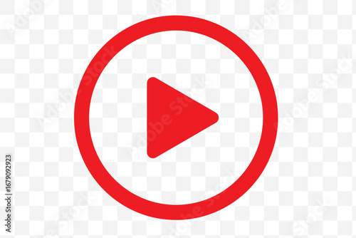 transparent png vector image of red video play button with rounded triangle icon