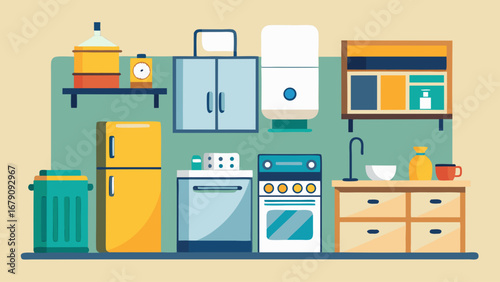 A kitchen with a refrigerator, microwave, oven, and sink. The refrigerator is on the left side of the image, the microwave is in the middle, and the oven is on the right side