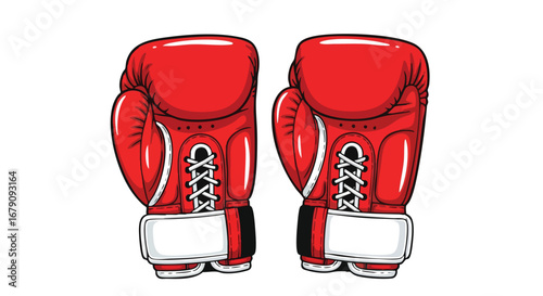 Vibrant Red Boxing Gloves Illustration Ready for Sparring or Training Sessions Depicting Physical Strength