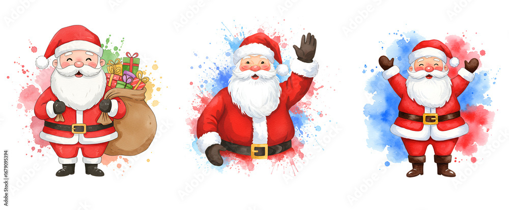 Fototapeta premium Watercolor Santa Claus Collection