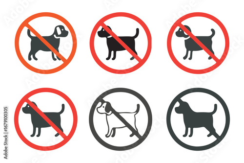 No dogs allowed signs vector illustration for web, ui designs illustration on white background