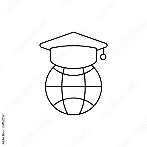 global education icon outline editable stroke line drawing eps
