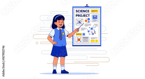 Young Student Presenting Her School Science Project With Enthusiasm And Confidence