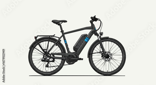 Sleek electric bicycle in shades of gray offers an eco friendly transportation alternative for urban commutes, promoting a greener lifestyle and