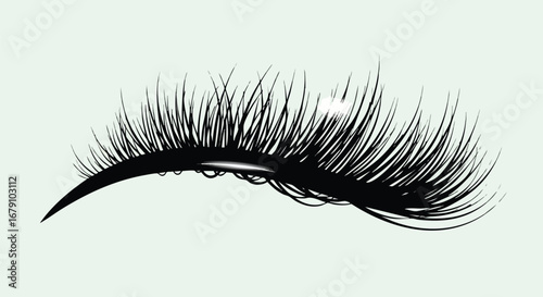 Dramatic, elegant false eyelashes illustration showcasing glamour and beauty aesthetics for fashion and cosmetic themes using sophisticated digital