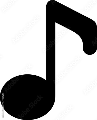 A black musical note symbol, simple and elegant design.