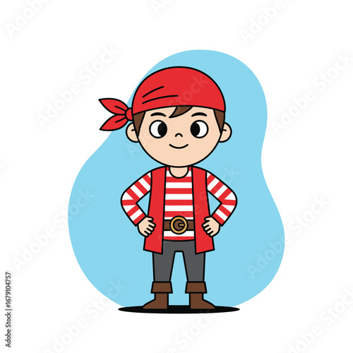 Cartoon kid pirate ready for adventure on the high seas