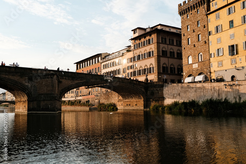 Sunset view of bridge in Florence 