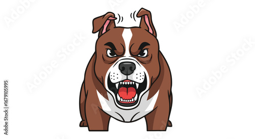 Furious canine illustration with fierce expression, showcasing dominant stance and vibrant color palette, conveying aggressive emotion and boldness